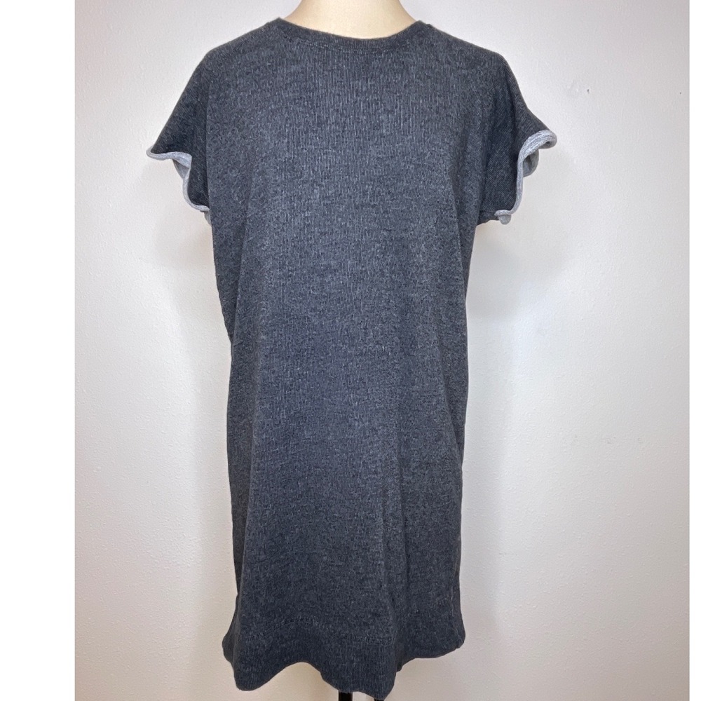 Pact Organic Womens T-Shirt Dress Short Sleeve French Terry S Charcoal Gray